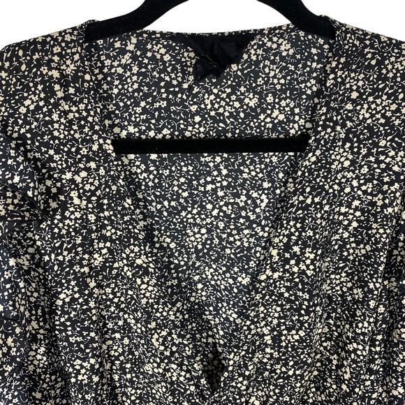 Blue Life Raven Top Floral Cold Shoulder Bell Sleeve Blouse Black Cream Women XS - Picture 6 of 11